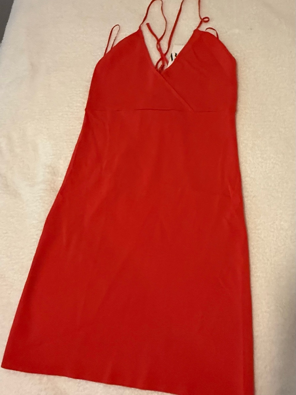 Zara Red Mini Slip Dress with Thin Straps